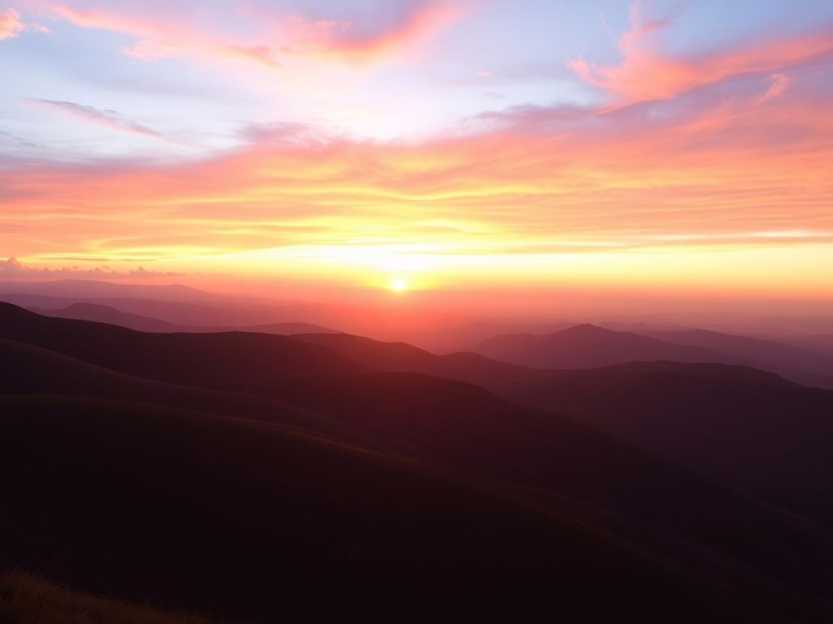 Sunrise over hills, representing personal growth and resilience. Quotes for a Growth Mindset