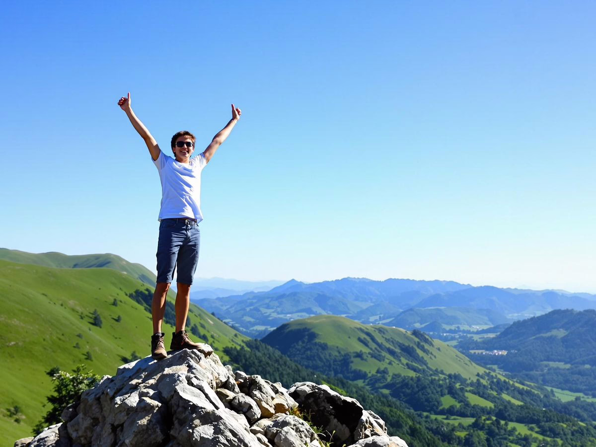 Teenager celebrating success on a mountain peak. 7 Habits of Highly Effective Teens