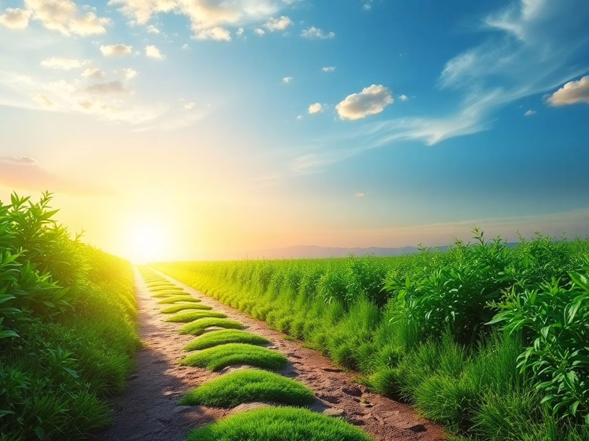 A pathway leading towards a bright horizon in nature.